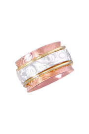 Rose Gold Plated Leaf And Vine Spinner Ring - SF