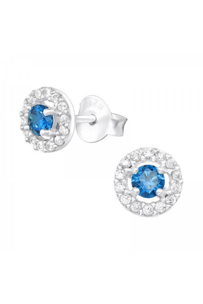 Sterling Silver Round Ear Studs With Cubic Zirconia - SS