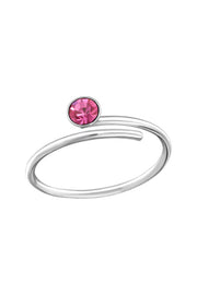 Sterling Silver Wire Adjustable Toe Ring With Crystal - SS