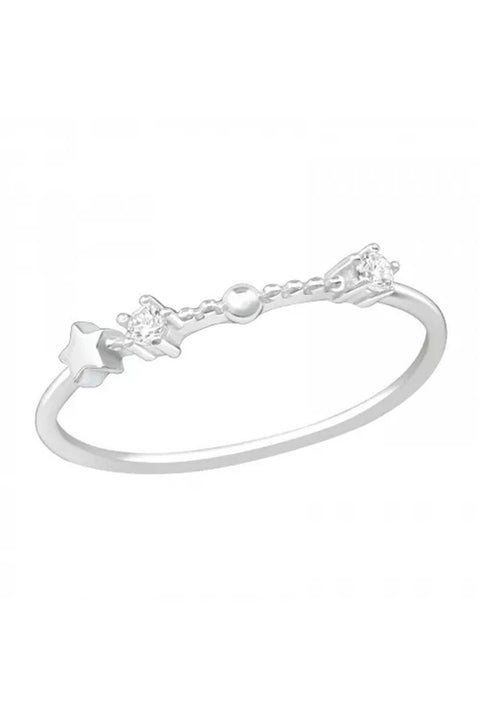 Sterling Silver Aquarius Ring With CZ - SS