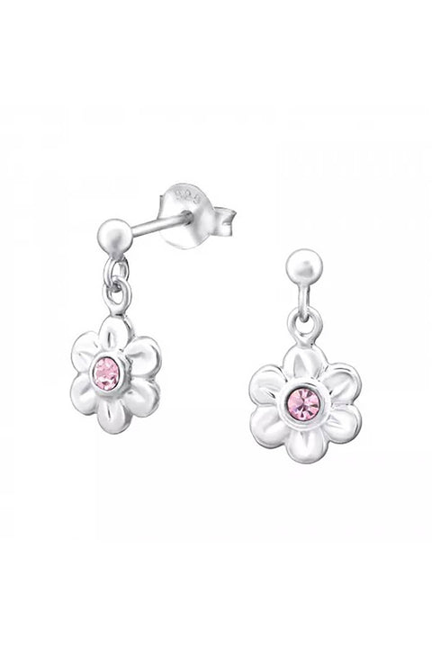 Sterling Silver Ball Ear Studs & Hanging Flower - SS