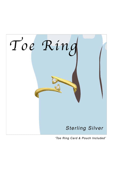 Sterling Silver Converge Adjustable Toe Ring With CZ  -  VM