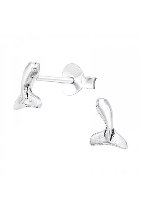 Sterling Silver Whale's Tail Fin Ear Studs - SS