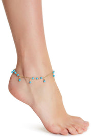 Turquoise Beaded Serena Anklet - GF
