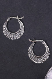 Sterling Silver Floral Filigree Hoop Earrings - SS