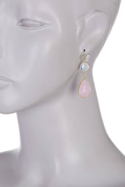 Rose & Moonstone Crystal Drop Earrings - GF