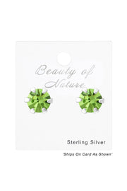 Sterling Silver Round 3mm Ear Studs With Crystals - SS