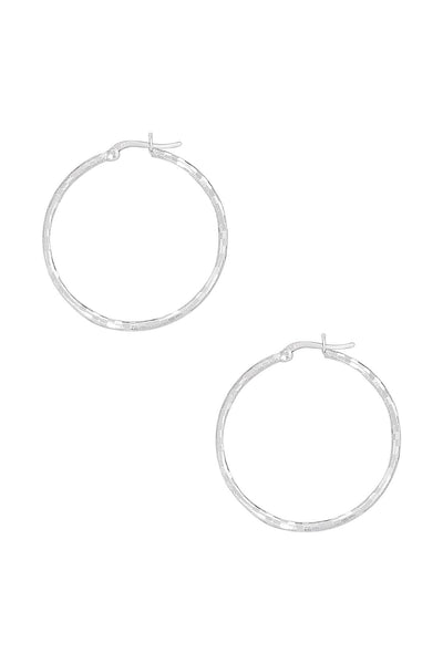 Sterling Silver Diamond Cut Hoop Earrings - SS