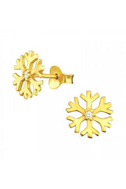 Sterling Silver Snowflake Ear Studs With Cubic Zirconia - VM