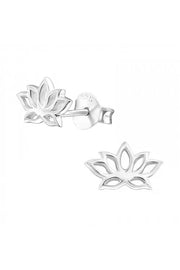 Sterling Silver Lotus Flower Ear Studs - SS