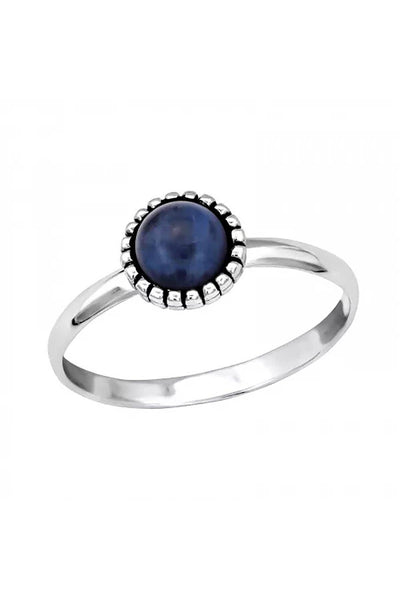 Sterling Silver Round Ring With Sodalite - SS