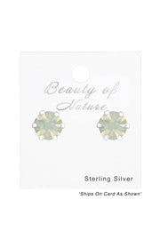 Sterling Silver Round 4mm Ear Studs With Crystals - SS