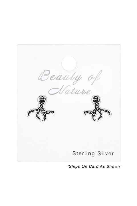 Sterling Silver Octopus Ear Studs - SS