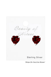 Sterling Silver Heart 6mm Ear Studs With Crystals - SS