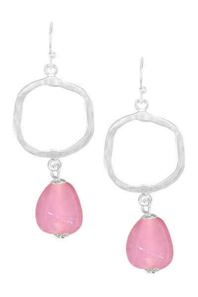 Pink Murano Glass & Freeform Drop Earrings - SF