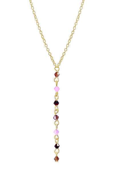 Purple Austrian Crystal Y Necklace - GF