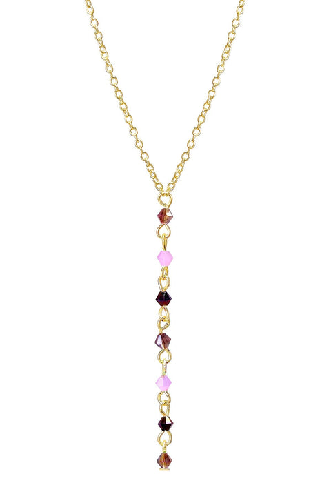 Purple Austrian Crystal Y Necklace - GF