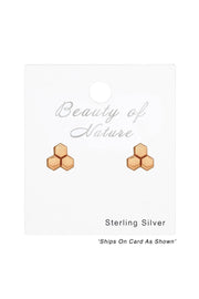 Sterling Silver Honeycomb Ear Studs - RG