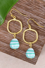 Green Murano Glass & Freeform Drop Earrings - GF