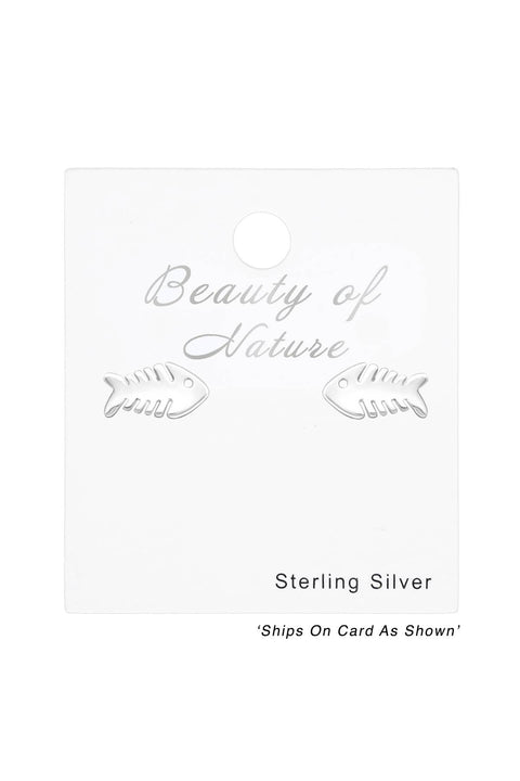 Sterling Silver Fishbone Ear Studs - SS