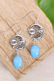 Blue Murano Glass With Sun & Moon Drop Earrings - SF