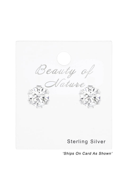 Sterling Silver Round 3mm Ear Studs With Cubic Zirconia - SS
