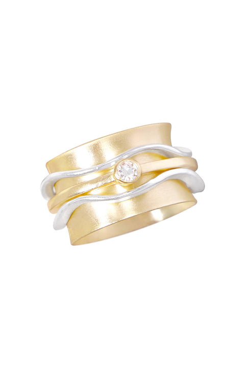 CZ & 14k Gold Plated Spinner Ring - GF