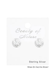 Sterling Silver Round Ear Studs With Cubic Zirconia - SS