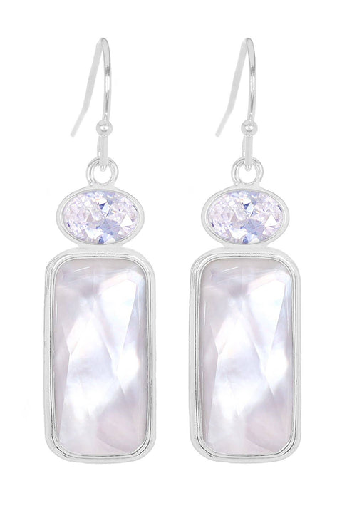 Mother Of Pearl Quartz Drop Earrings - SF