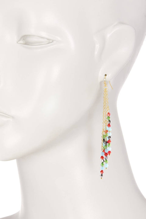 Mixed Austrian Crystal Christmas Waterfall Earrings - GF