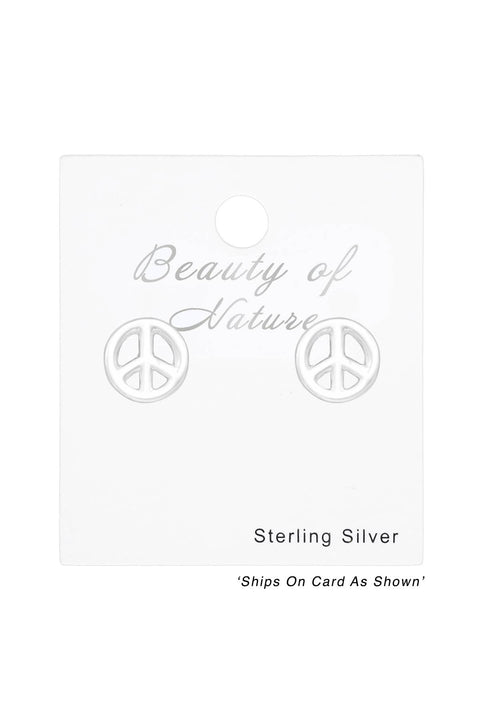 Sterling Silver Peace Sign Ear Studs - SS