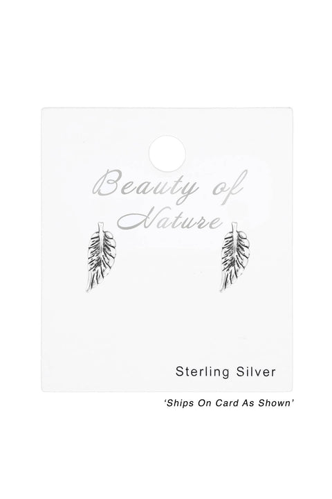 Sterling Silver Leaf Ear Studs - SS