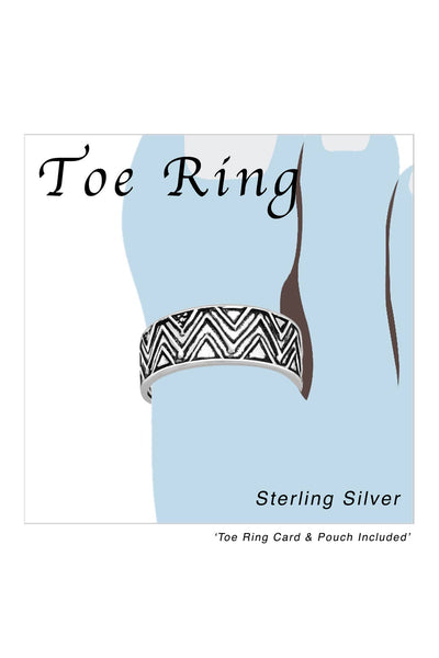 Sterling Silver Zigzag Patterns Adjustable Toe Ring - SS
