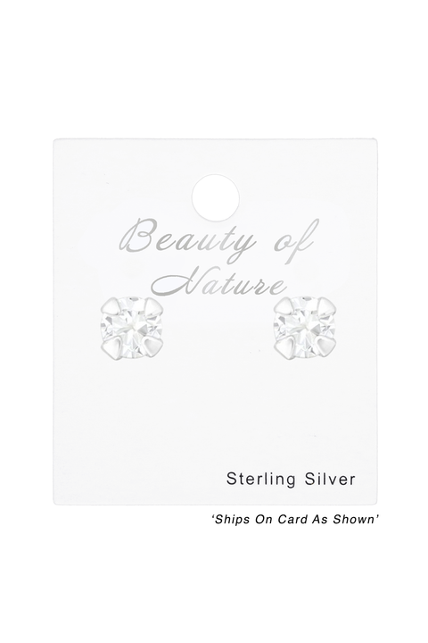 Sterling Silver Round 2.5mm Ear Studs With CZ - SS