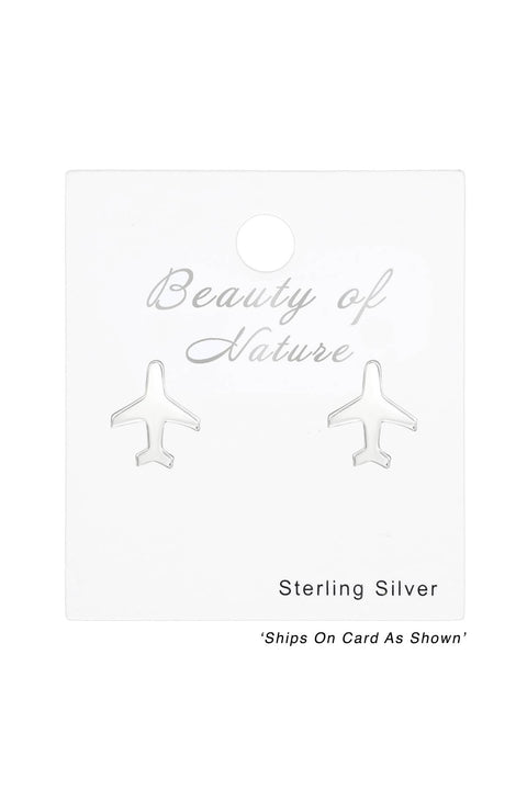 Sterling Silver Plane Ear Studs - SS