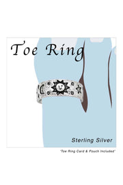 Sterling Silver Sun, Moon and Stars Adjustable Toe Ring - SS