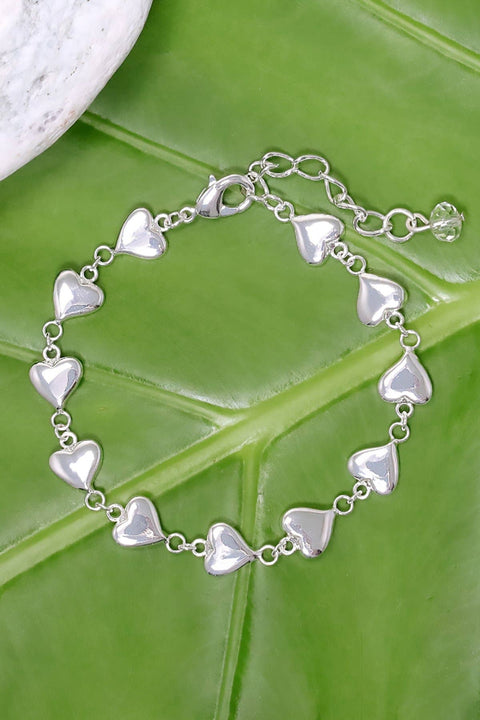 Silver Hearts Link Bracelet - SF