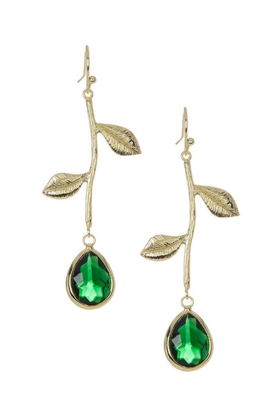 Emerald Crystal Floral Drop Earrings - GF