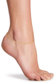 14k Gold Plated 1.2mm Fancy Bead Chain Anklet - GP