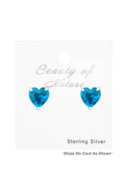 Sterling Silver Heart 4mm Ear Studs With Cubic Zirconia - SS