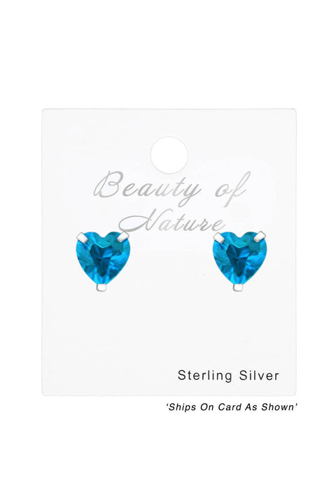 Sterling Silver Heart 4mm Ear Studs With Cubic Zirconia - SS