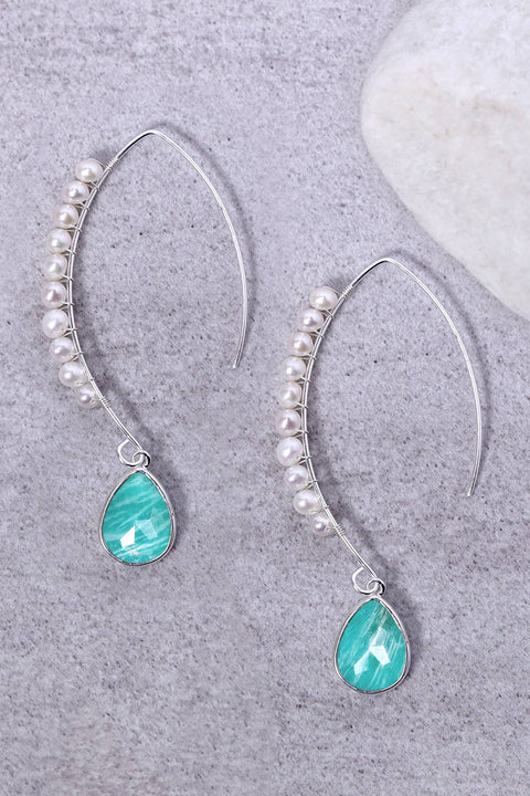 Amazonite & Sterling Silver Threader Earrings - SS