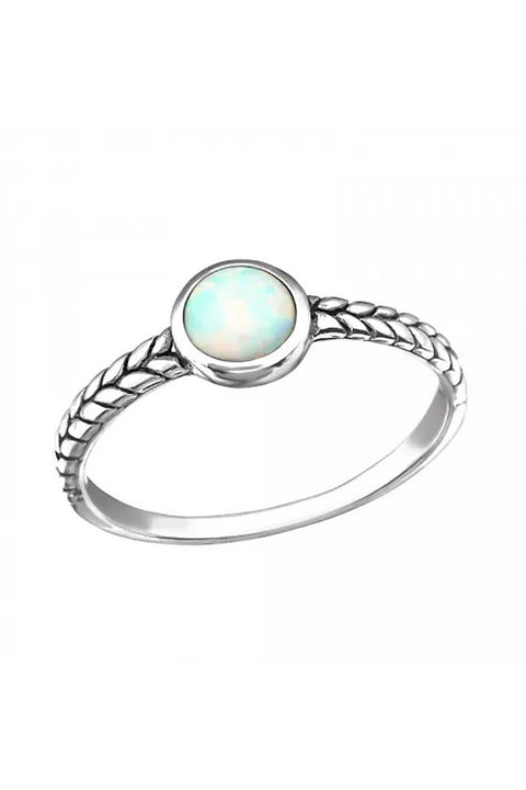 Sterling Silver Cab Ring With Opal - SS