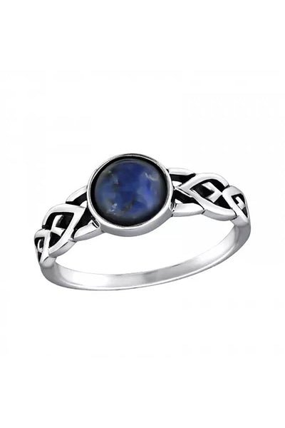Sterling Silver Braided Ring With Sodalite - SS