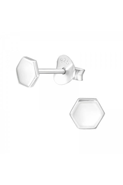 Sterling Silver Hexzagon Ear Studs - SS