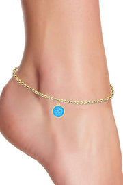Turquoise Charm Beaded Anklet - GF