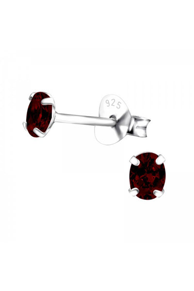 Sterling Silver Oval 3x4mm Ear Studs With CZ - SS