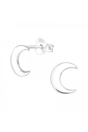 Sterling Silver Crescent Moon Ear Studs - SS