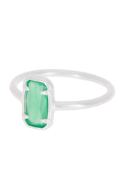 Green Chalcedony Crystal Cab Ring - SF