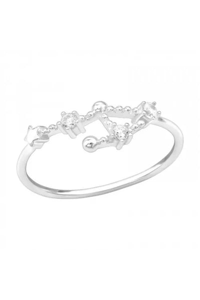 Sterling Silver Libra Constellation Ring With CZ - SS